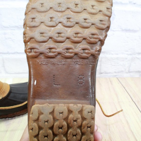 Vintage! LL Bean Brown Leather Unlined Maine Hunting Duck Boots Size 8 M - Picture 10 of 11